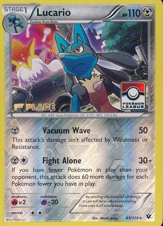 Lucario (63/124) (League Promo 1st Place) [XY: Fates Collide] | Devastation Store