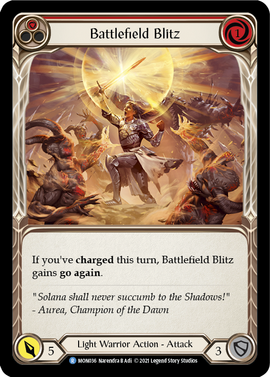 Battlefield Blitz (Red) (Rainbow Foil) [MON036-RF] 1st Edition Rainbow Foil - Devastation Store | Devastation Store