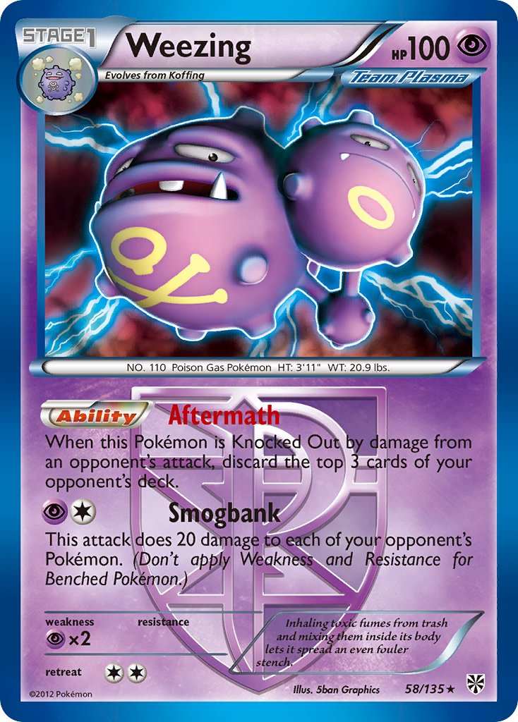 Weezing (58/135) (Theme Deck Exclusive) [Black & White: Plasma Storm] | Devastation Store