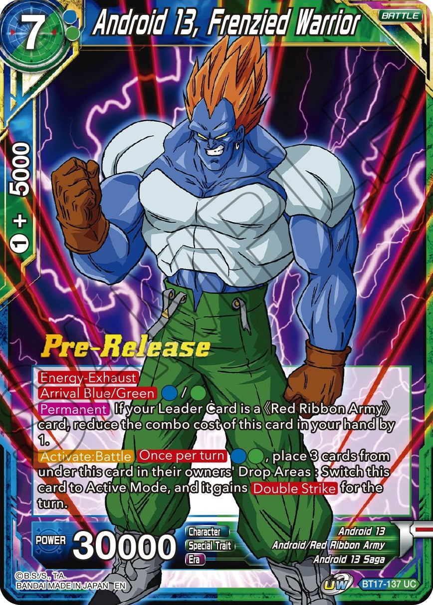 Android 13, Frenzied Warrior (BT17-137) [Ultimate Squad Prerelease Promos] | Devastation Store