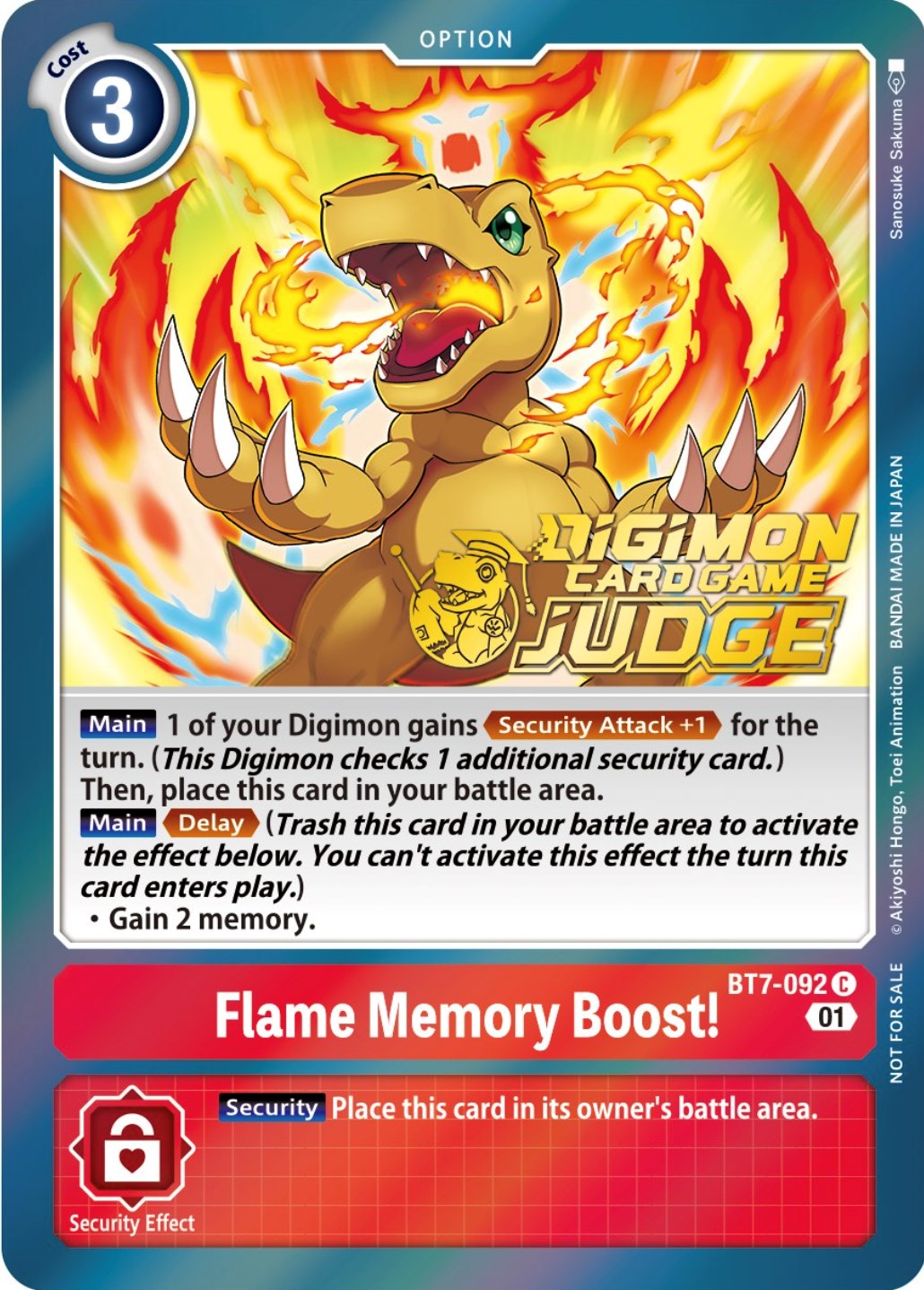 Flame Memory Boost! [BT7-092] (Judge Pack 3) [Next Adventure Promos] | Devastation Store