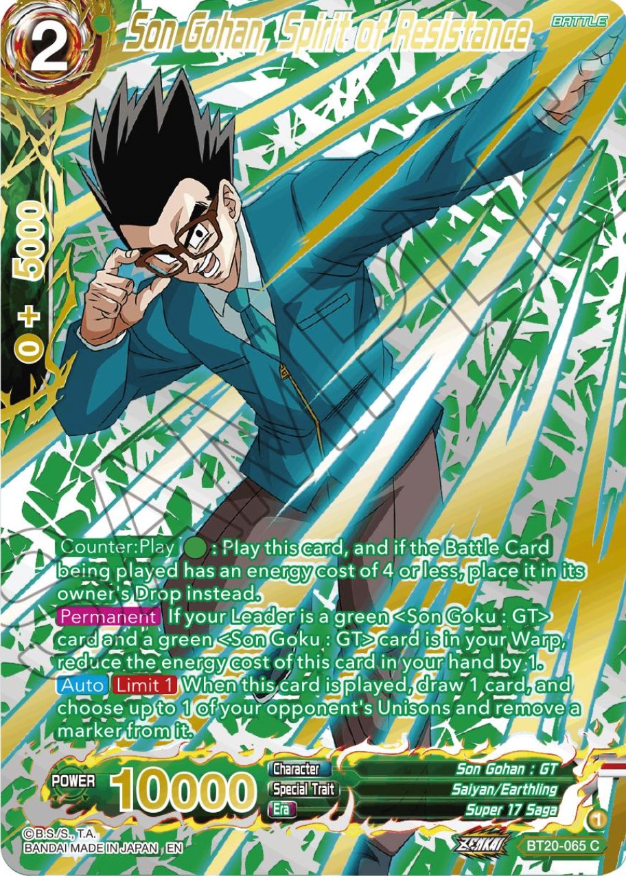 Son Gohan, Spirit of Resistance (Gold-Stamped) (BT20-065) [Power Absorbed] | Devastation Store