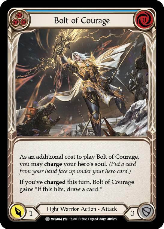 Bolt of Courage (Blue) (Rainbow Foil) [MON044-RF] 1st Edition Rainbow Foil - Devastation Store | Devastation Store