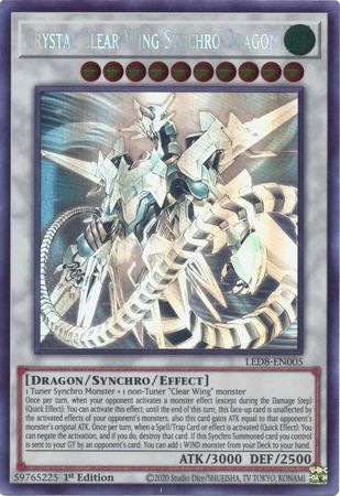 Crystal Clear Wing Synchro Dragon [LED8-EN005] Ghost Rare | Devastation Store