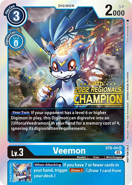 Veemon [ST8-04] (2022 Championship Online Regional) (Online Champion) [Starter Deck: Ulforce Veedramon Promos] | Devastation Store