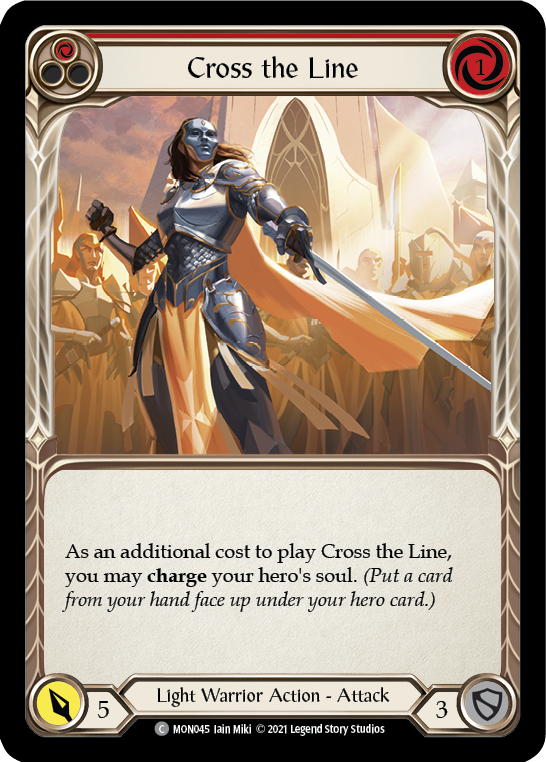 Cross the Line (Red) (Rainbow Foil) [MON045-RF] 1st Edition Rainbow Foil - Devastation Store | Devastation Store