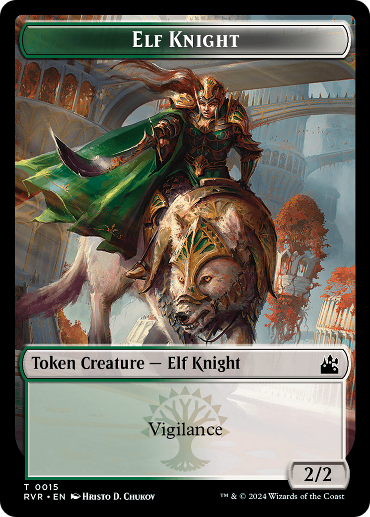 Elf Knight // Spirit (0004) Double-Sided Token [Ravnica Remastered Tokens] | Devastation Store