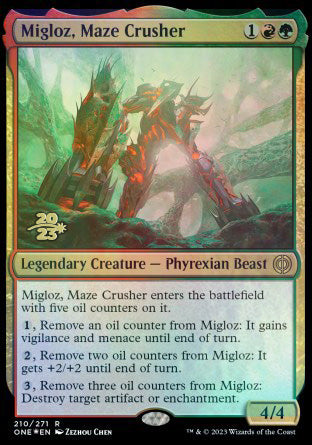 Migloz, Maze Crusher [Phyrexia: All Will Be One Prerelease Promos] | Devastation Store