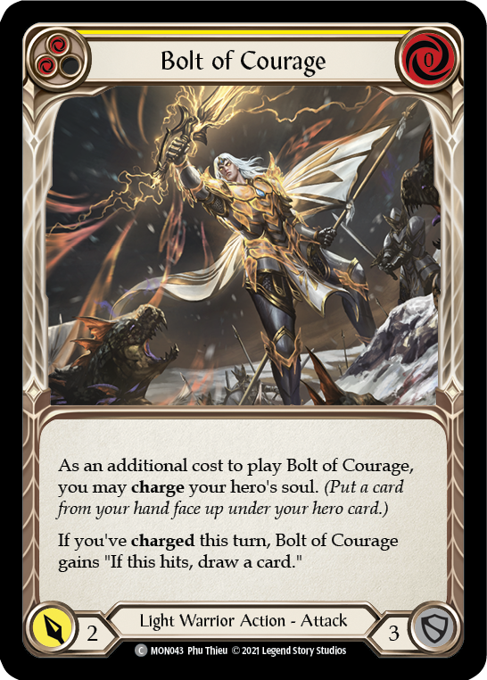 Bolt of Courage (Yellow) (Rainbow Foil) [MON043-RF] 1st Edition Rainbow Foil - Devastation Store | Devastation Store