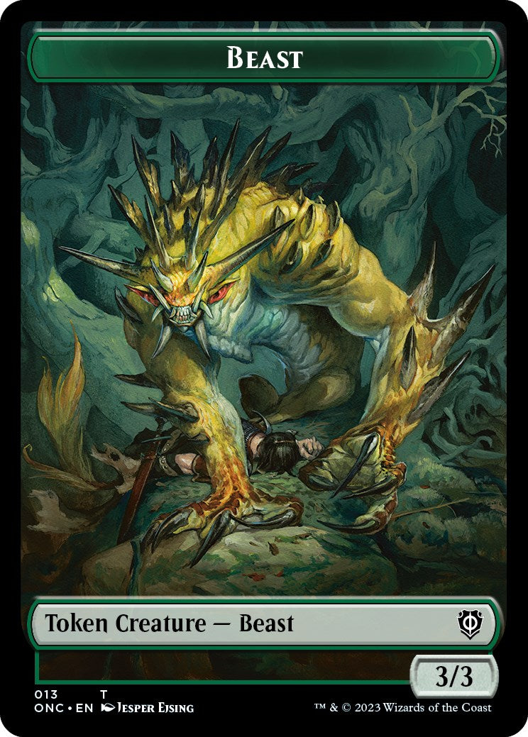 Poison Counter // Beast Double-Sided Token [Phyrexia: All Will Be One Commander Tokens] | Devastation Store