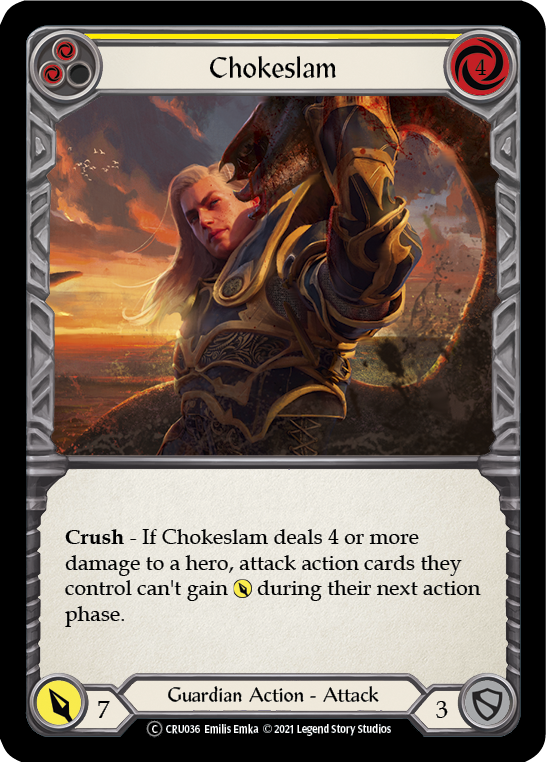 Chokeslam (Yellow) (Rainbow Foil) [CRU036-RF] Unlimited Rainbow Foil | Devastation Store