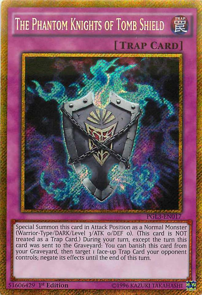 The Phantom Knights of Tomb Shield [PGL3-EN017] Gold Secret Rare | Devastation Store