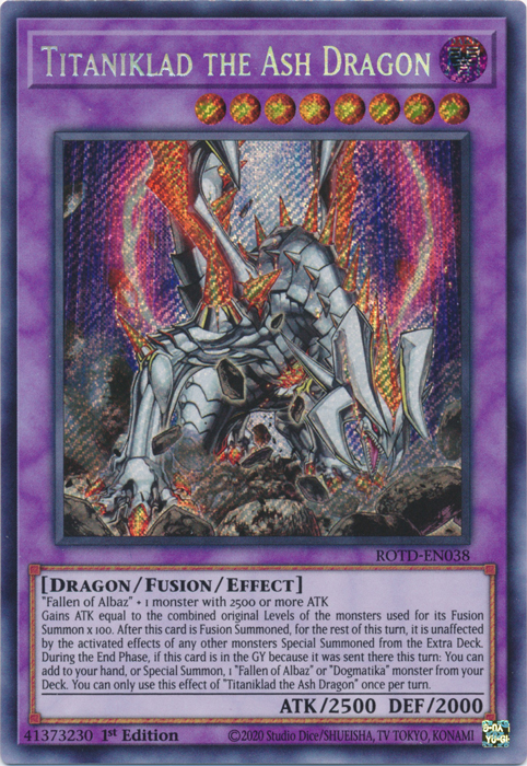Titaniklad the Ash Dragon [ROTD-EN038] Secret Rare | Devastation Store