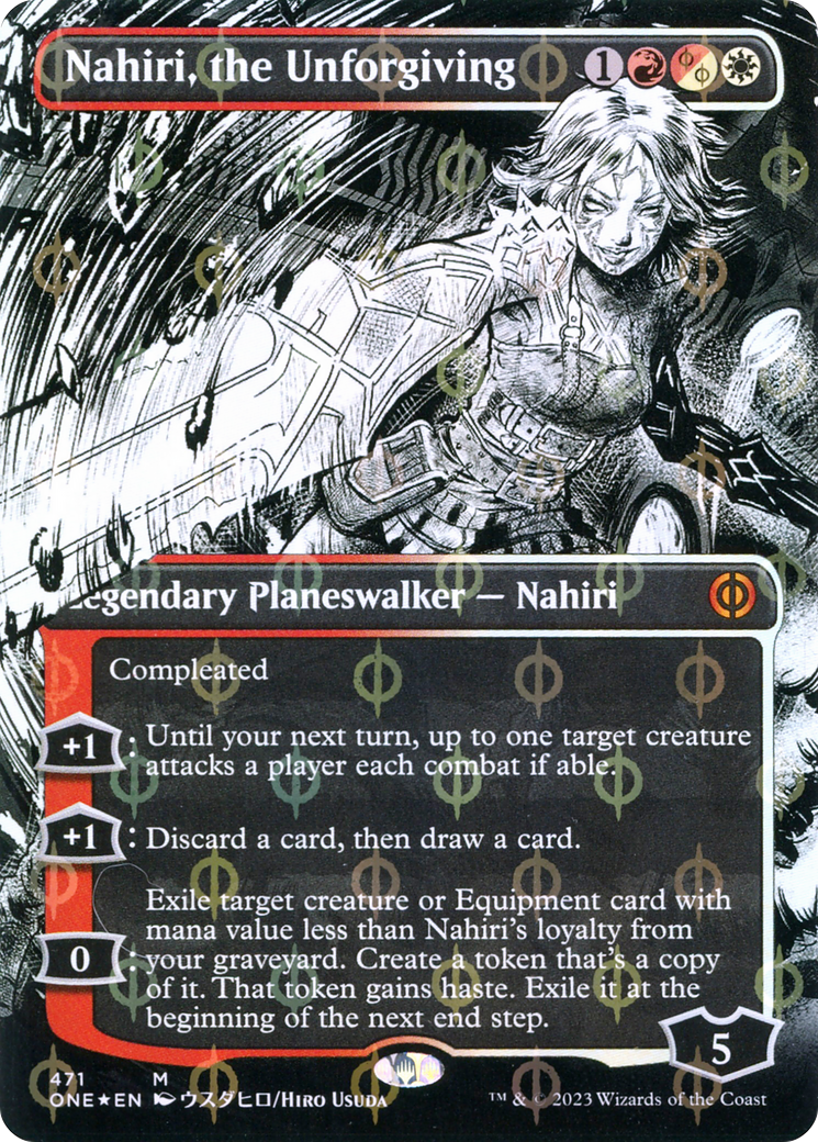 Nahiri, the Unforgiving (Borderless Manga Step-and-Compleat Foil) [Phyrexia: All Will Be One] | Devastation Store