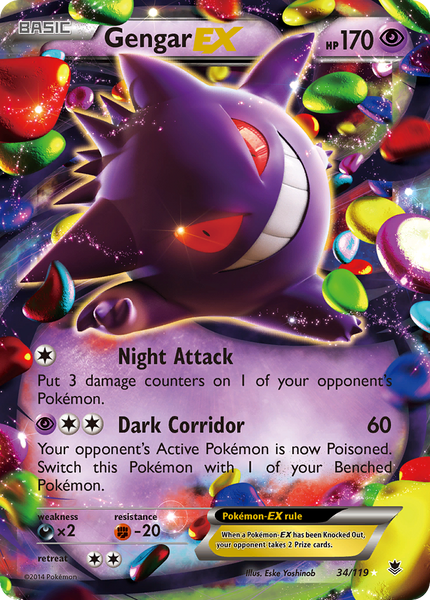 POKEMON XY PHANTOM FORCES - GENGAR SPIRIT LINK 95/119 REV HOLO TRAINER -  Recaptured LTD