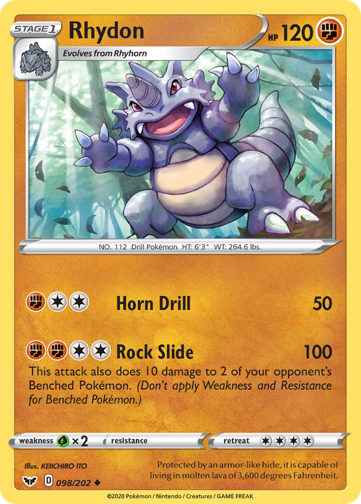 Rhydon (098/202) [Sword & Shield: Base Set] | Devastation Store