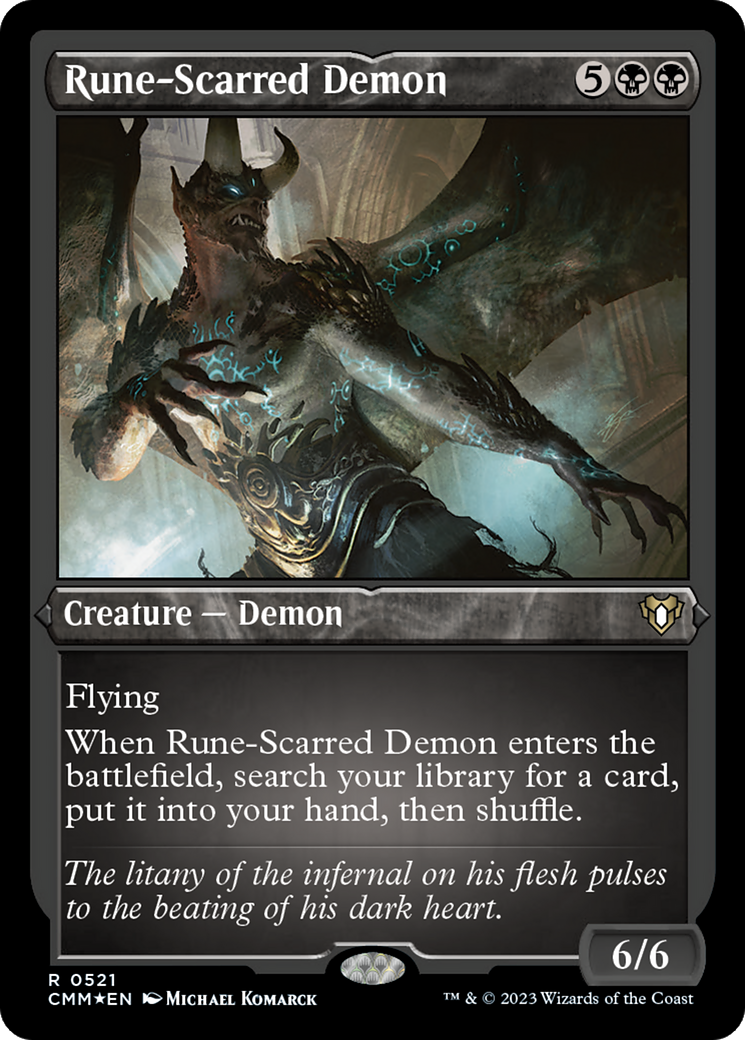 Rune-Scarred Demon (Foil Etched) [Commander Masters] | Devastation Store