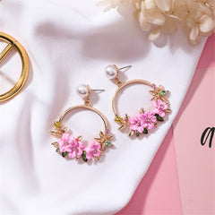 High Quality Elegant Circle Flower Earring Women Simulated Pearl Crystal Gift - Devastation Store | Devastation Store