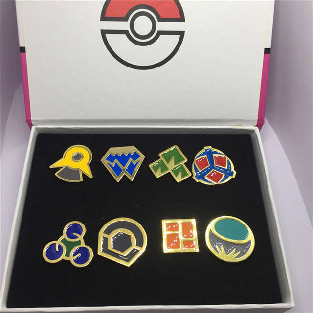 8pcs/set Pokemon Badges Kanto/Johto/Hoenn/Sinnoh/Unova/Kalos League Region Brooches with Box Pokemon Cosplay Costume Accessories - Devastation Store | Devastation Store